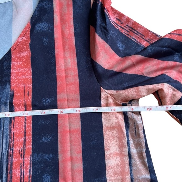 NWT's Womens Blue/Orange Striped Dress Layered Sleeves Sz. MD - Picture 5 of 8